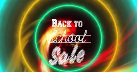 dynamic back to school sale neon rings design - Download Free Stock Images Pikwizard.com
