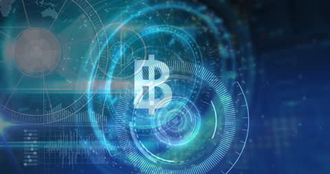Futuristic Bitcoin Digital Interface on Abstract Background