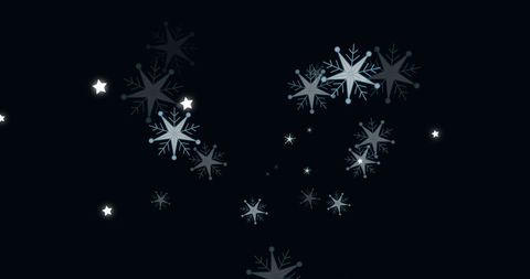 White Stars and Snowflakes Twinkling on Black Background - Download Free Stock Images Pikwizard.com