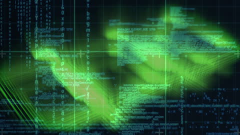 Digital Matrix with Glowing Data Flow in Green