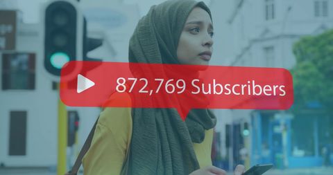 Woman in Hijab Using Smartphone for Social Media Growth