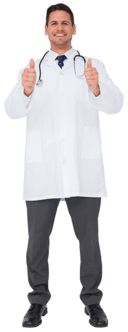 Confident doctor with thumbs up, transparent background