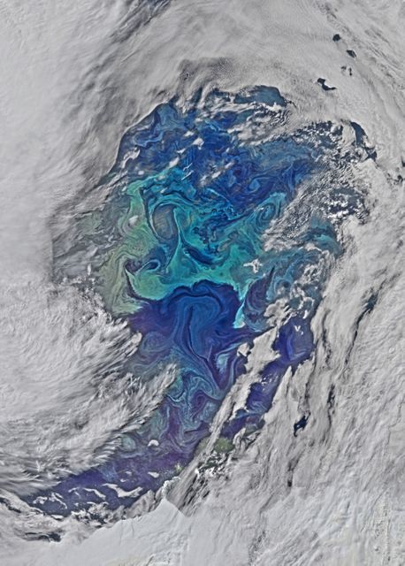The cloud cover over the Southern Ocean occasionally parts as it did on January 1, 2015 just west of the Drake Passage where the VIIRS instrument on the Suomi NPP satellite glimpsed the above collection of ocean-color delineated eddies which have diameters ranging from a couple of kilometers to a couple of hundred kilometers. Recent studies indicate that eddy activity has been increasing in the Southern Ocean with possible implications for climate change.  Credit: NASA's OceanColor/Suomi NPP/VIIRS  <b><a href="http://www.nasa.gov/audience/formedia/features/MP_Photo_Guidelines.html" rel="nofollow">NASA image use policy.</a></b>  <b><a href="http://www.nasa.gov/centers/goddard/home/index.html" rel="nofollow">NASA Goddard Space Flight Center</a></b> enables NASA’s mission through four scientific endeavors: Earth Science, Heliophysics, Solar System Exploration, and Astrophysics. Goddard plays a leading role in NASA’s accomplishments by contributing compelling scientific knowledge to advance the Agency’s mission.  <b>Follow us on <a href="http://twitter.com/NASAGoddardPix" rel="nofollow">Twitter</a></b>  <b>Like us on <a href="http://www.facebook.com/pages/Greenbelt-MD/NASA-Goddard/395013845897?ref=tsd" rel="nofollow">Facebook</a></b>  <b>Find us on <a href="http://instagrid.me/nasagoddard/?vm=grid" rel="nofollow">Instagram</a></b>