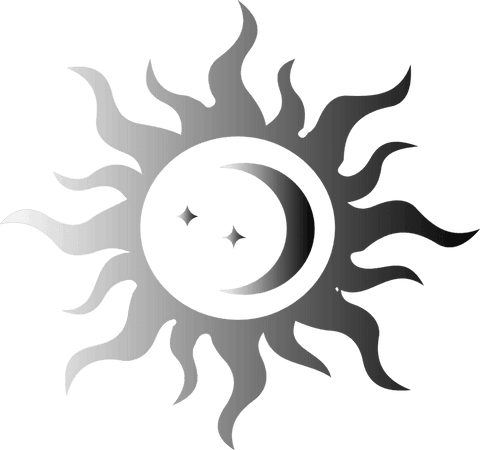Metallic Sun-Moon Emblem with Transparent Cosmic Rays - Download Free Stock Videos Pikwizard.com
