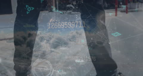 Businessman with Futuristic Data Overlay Visualization