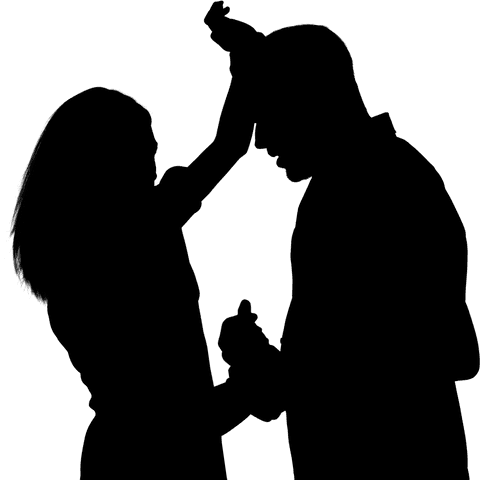 Silhouette of Couple on Transparent Background Embracing