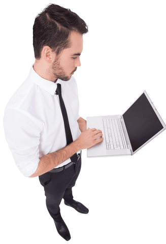 Transparent Overview of Businessman Using Laptop Checking Data - Download Free Stock Videos Pikwizard.com