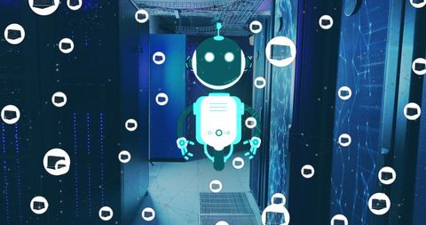 AI Bot on Digital Server Interface with Network Connections - Download Free Stock Images Pikwizard.com