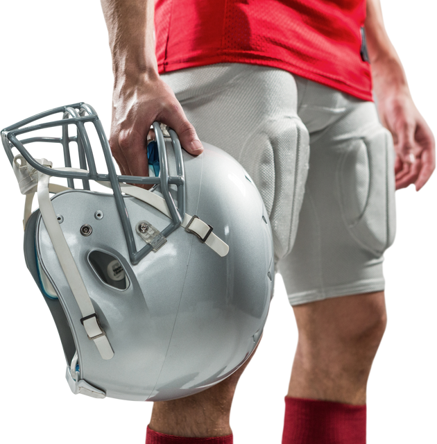 Close-up Image of American Football Player in Red Jersey Holding Silver Helmet, Transparent - Download Free Stock Videos Pikwizard.com