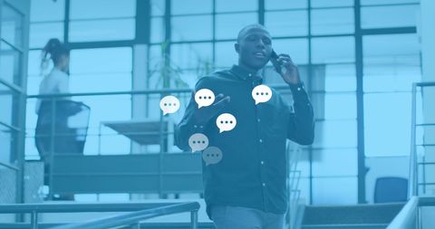 Businessman Communicating Online with Social Media Icons - Download Free Stock Images Pikwizard.com