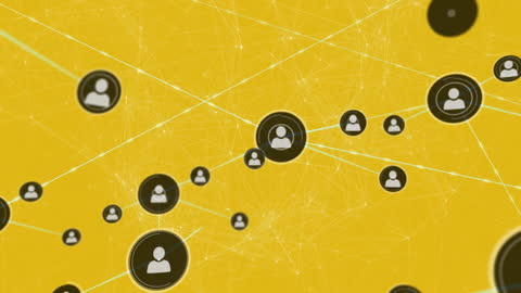 Interconnectivity of Digital Networks over Yellow Background