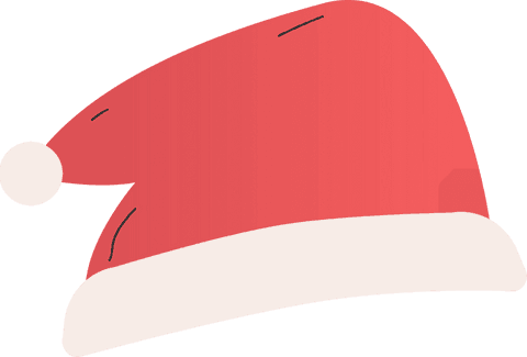 Festive Red Santa Hat with White Trim on Transparent Background
