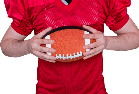 American Football Player Mitt Translucent, Holding Ball Confidently