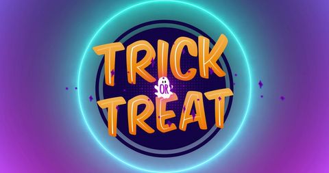 Colorful Trick or Treat Halloween Text with Ghost