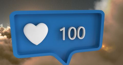 Social media like notification in cloudy sky background