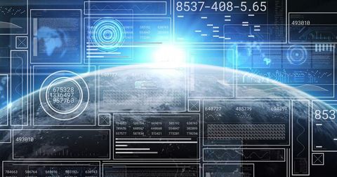 futuristic space data visualization with earth horizon - Download Free Stock Images Pikwizard.com