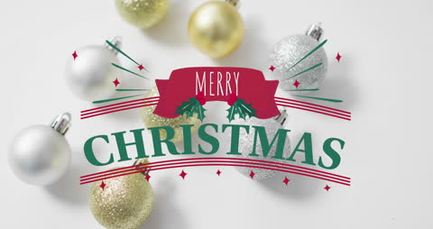 Festive Christmas Greeting with Baubles and Text