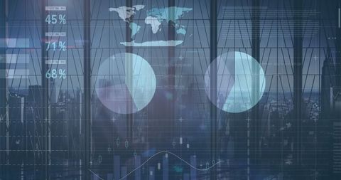 Business People with Financial Data Overlay in Modern Office - Download Free Stock Images Pikwizard.com