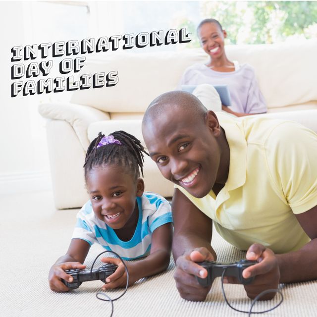 Happy Family Celebrating International Day of Families with Video Games - Download Free Stock Templates Pikwizard.com