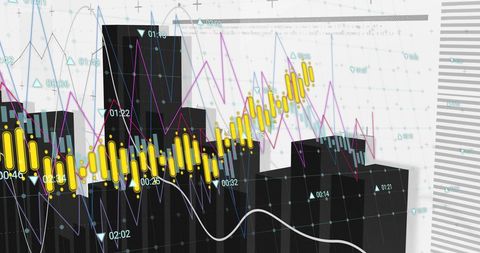 Technology interface with business data analysis charts