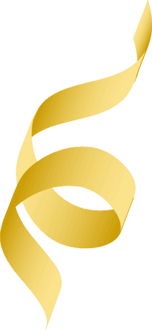Gold ribbon spiral isolated on transparent background