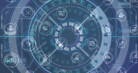 Futuristic Digital Interface with Seamless Tech Icons - Download Free Stock Images Pikwizard.com