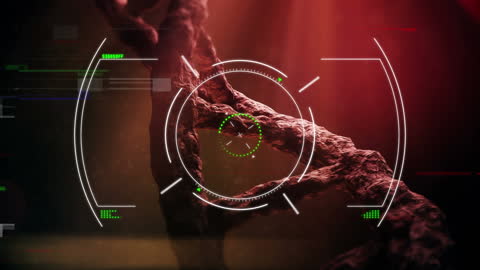 Futuristic Digital Interface Analyzing DNA Strand