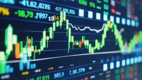 Digital Finance Chart Showing Candlestick and Line Graph Trends