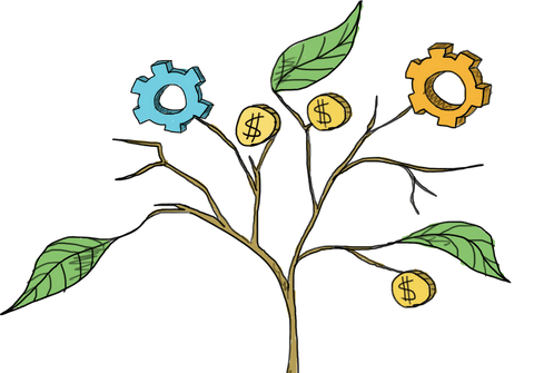 financial growth tree with cogs and coins, transparent png vector - Download Free Stock Videos Pikwizard.com