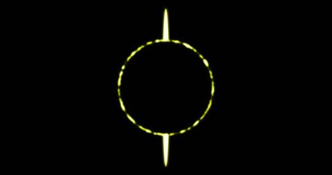 Glowing yellow circle illuminates dark background