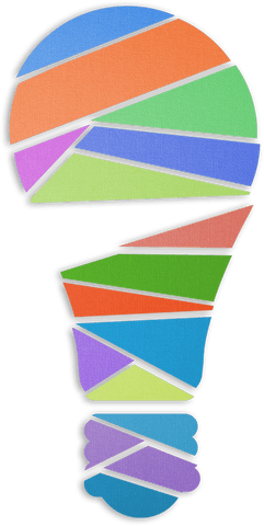 Vibrant Geometric Lightbulb Illustration on Transparent Background