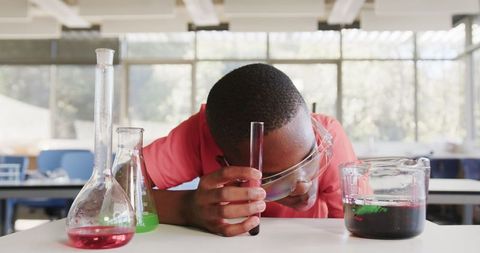 Student Analyzing Chemical Reaction in School Laboratory - Download Free Stock Images Pikwizard.com
