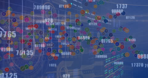 Digital Data Network Overlay on Blue Background