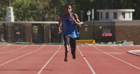 African American Athlete Running with Digital Overlays - Download Free Stock Images Pikwizard.com
