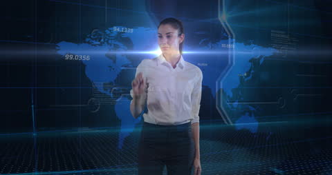 Futuristic Technology Interface with Female Professional