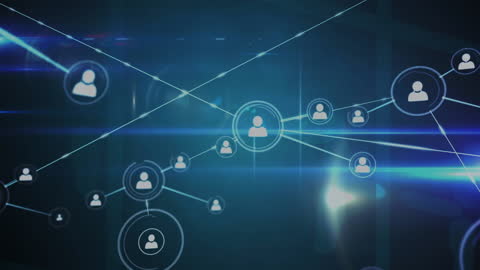 Digital Network Connections on a Glowing Blue Background