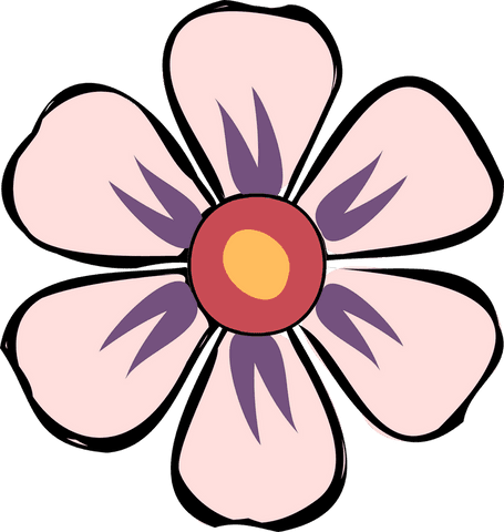 minimalistic pink flower with purple center on transparent background - Download Free Stock Videos Pikwizard.com