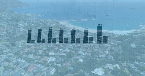 Financial Charts Blending into an Urban Cityscape