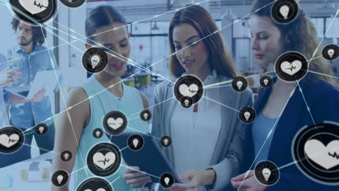 Diverse Business Team Networking with Digital Data Connections