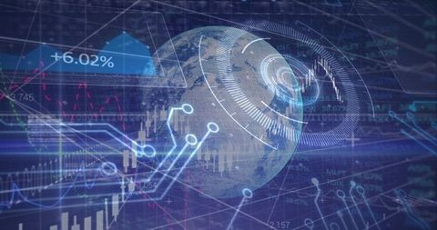 Global Data Earth Visualizing Financial Analytics on Futuristic Holographic Interface