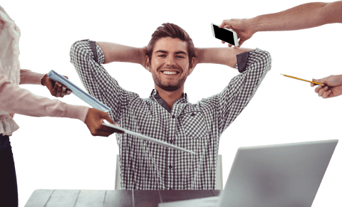 transparent background relaxed businessman managing work tasks - Download Free Stock Videos Pikwizard.com