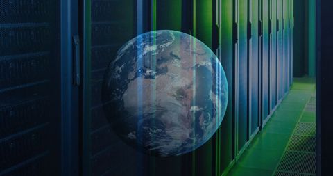 global data networking in modern server room concept - Download Free Stock Images Pikwizard.com
