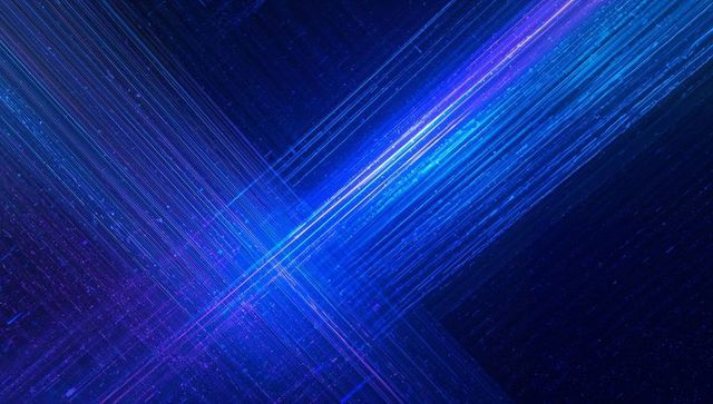 Intersecting neon laser beams forming x grid blue violet futuristic digital speed energy