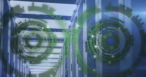 digital network overlay in data center with programming symbols - Download Free Stock Images Pikwizard.com