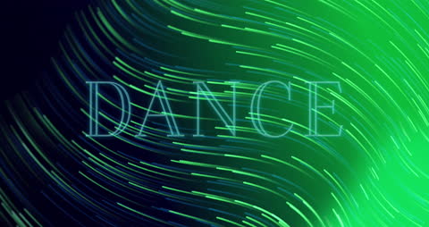 Animated Dance Text on Vibrant Light Trails Background