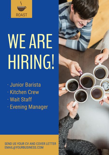 We Are Hiring Coffee Shop Staff Recruitment Flyer Template - Download Free Stock Templates Pikwizard.com