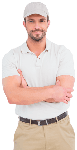 confident delivery worker smiling with arms crossed transparent - Download Free Stock Videos Pikwizard.com