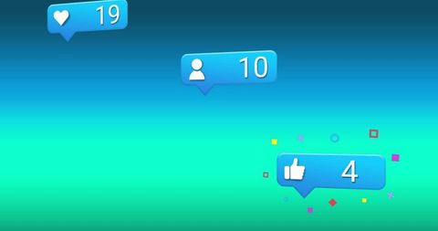 Floating Social Media Icons on Vibrant Blue Gradient