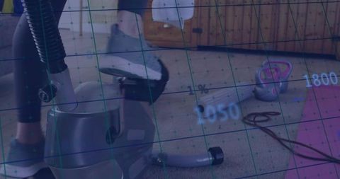 Home gym fitness with exercise bike and equipment