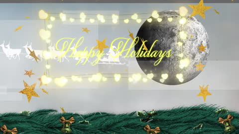 Festive Holiday Card with Moon and Star Animations